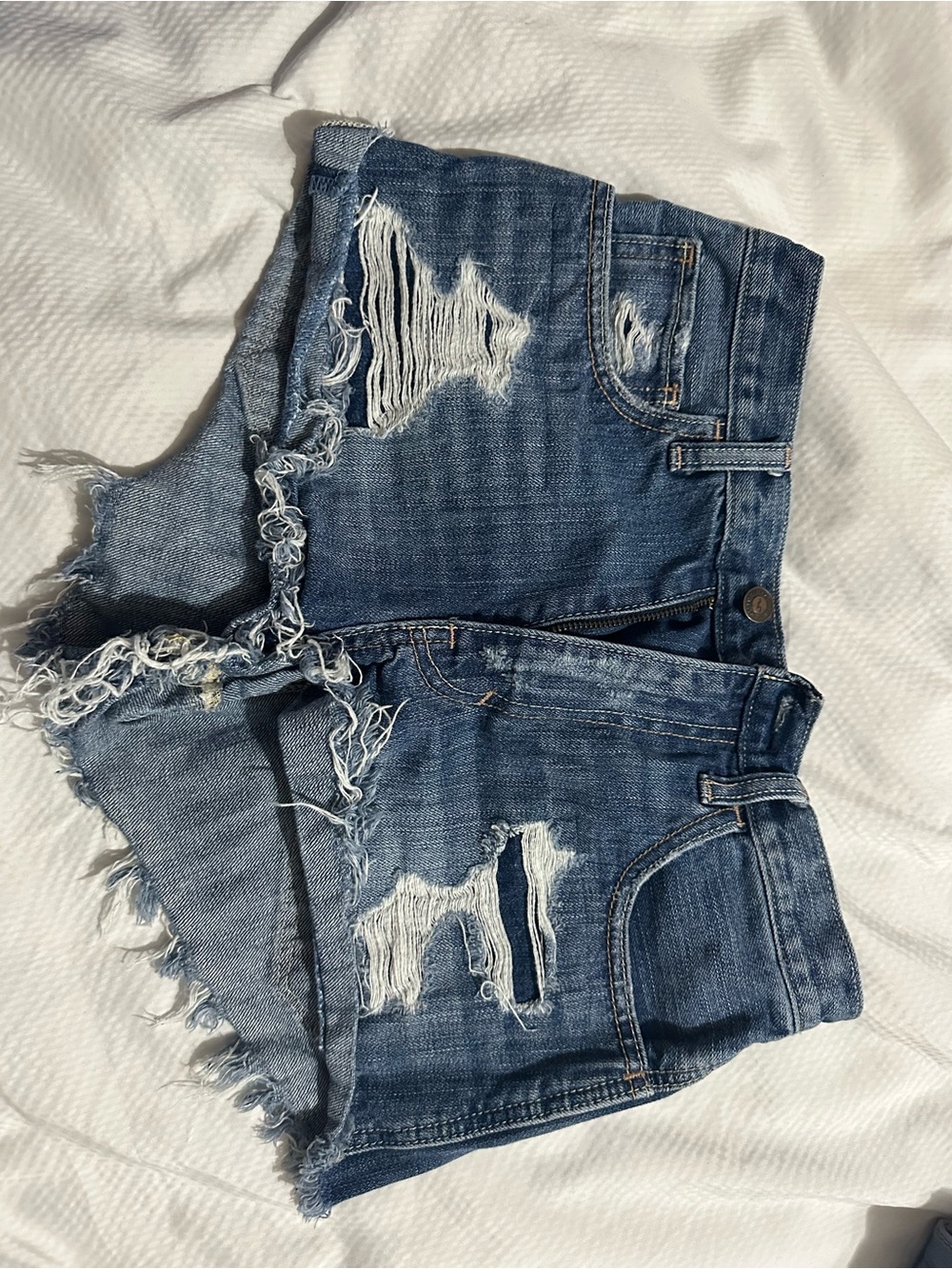 Hollister Light Blue Denim Jeans with Cream Stitching